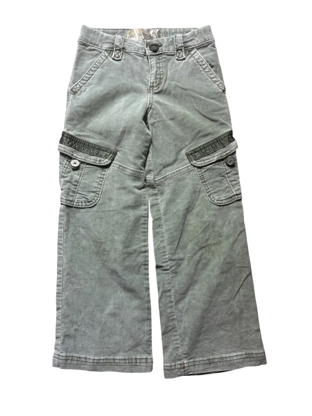 Old Navy Kids Sage Green Cargo-Style Wide Leg Pants Sz 6